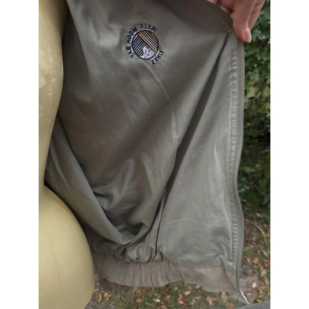 Y2K bomber jacket Boast Golf Windbreaker Jacket unisex XL light brown Zip Up - Picture 11 of 11